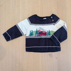Janie and Jack Navy and Red Knit Sweater